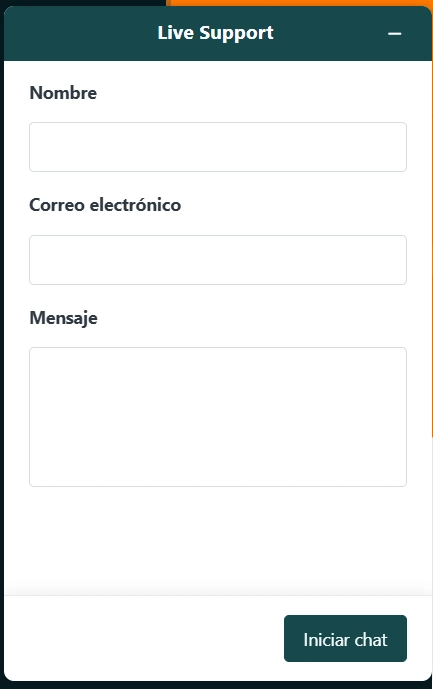 Wazamba Casino formulario de soporte por chat en vivo